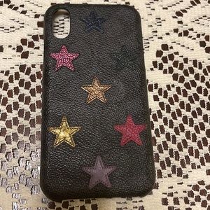Coach iPhone XR phone case leather with stars EUC